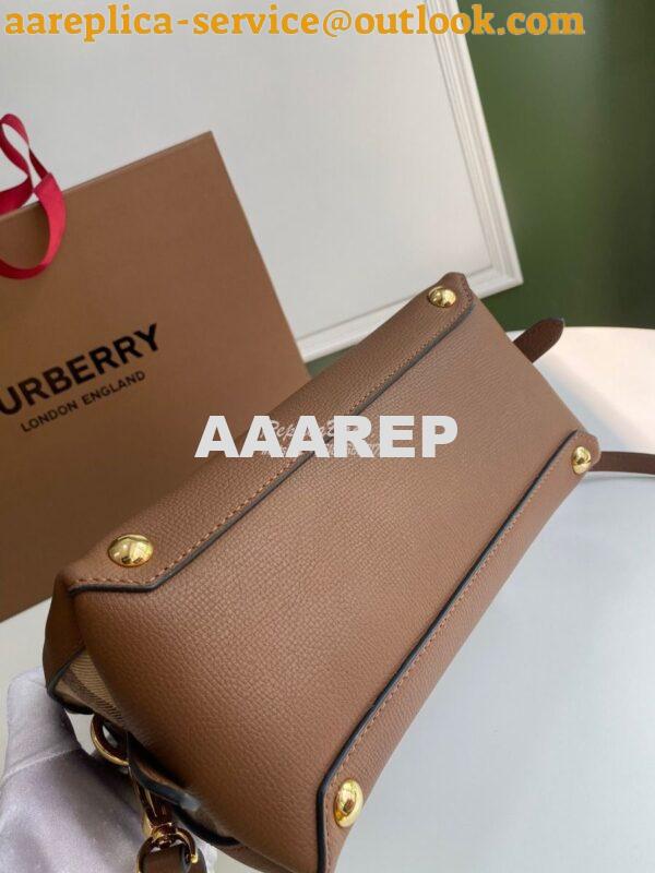 Replica Burberry Grainy Leather and House Check Tote Bag Tan 6