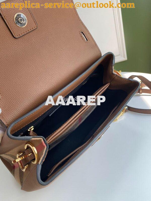 Replica Burberry Grainy Leather and House Check Tote Bag Tan 8