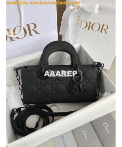Replica Dior Small Lady D-Joy Bag Ultramatte Black Cannage Calfskin M0