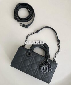 Replica Dior Small Lady D-Joy Bag Ultramatte Black Cannage Calfskin M0 2