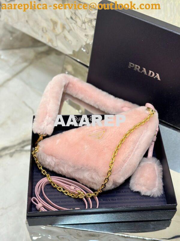 Replica Prada Re-edition Shearling Mini-bag 1BC543 Orchid Pink 3