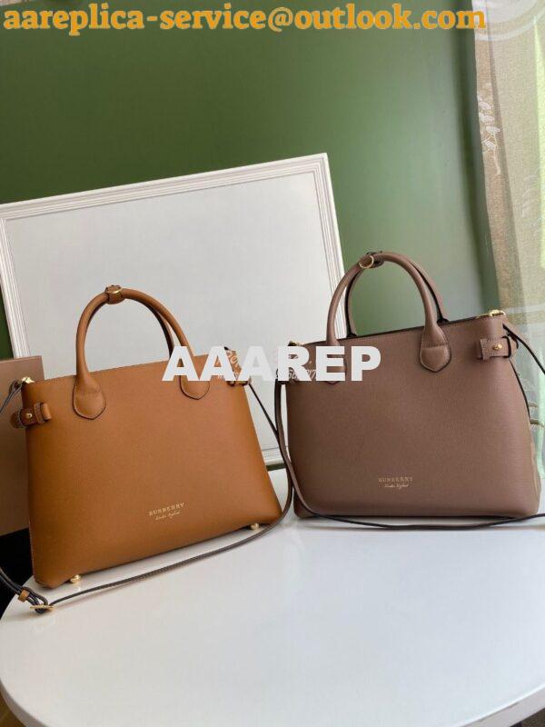 Replica Burberry The Small Banner in Leather and House Check Brown 2