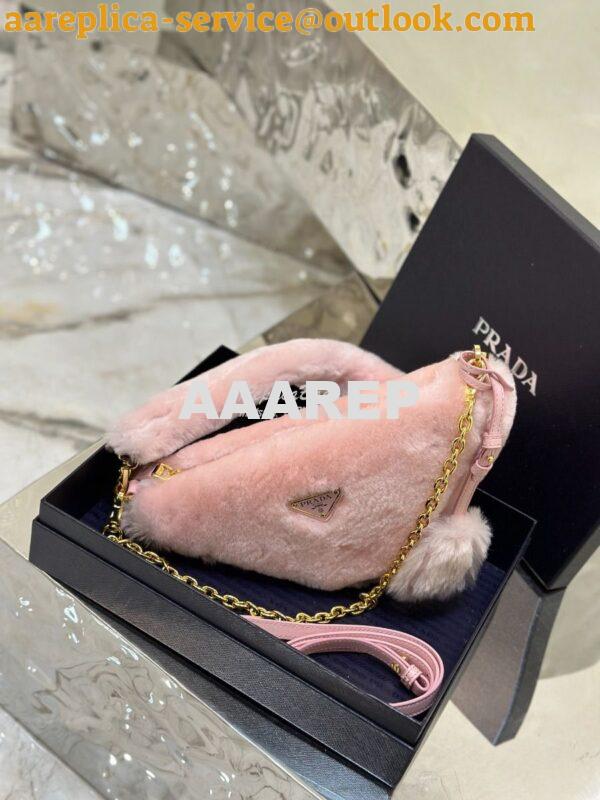 Replica Prada Re-edition Shearling Mini-bag 1BC543 Orchid Pink 6