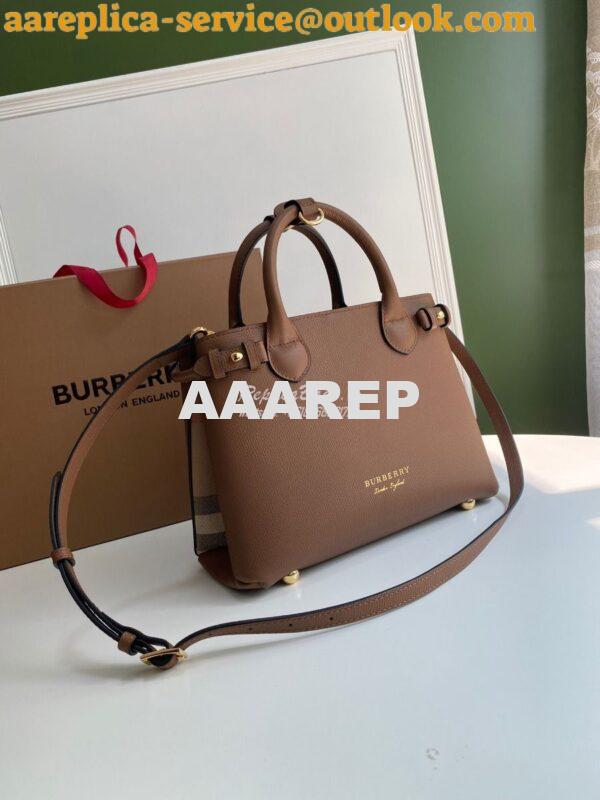 Replica Burberry The Small Banner in Leather and House Check Brown 4