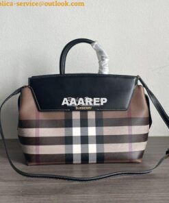 Replica Burberry Medium Catherine Check & Leather Shoulder Bag Birch B 2