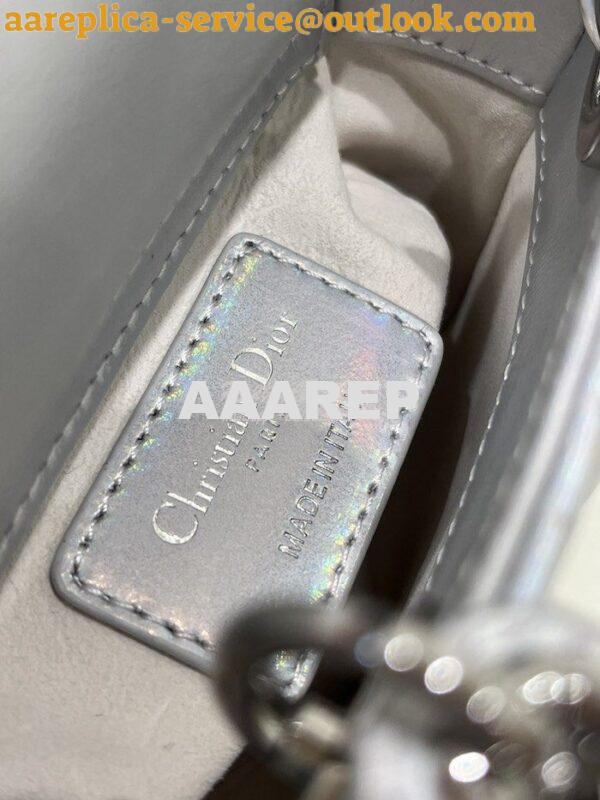Replica Micro Lady Dior Bag Iridescent Metallic Silver-Tone Cannage La 7