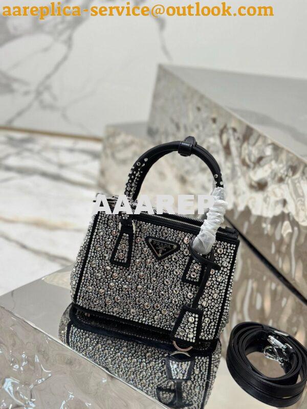Replica Prada Galleria Satin Mini-bag With Crystals 1BA906 Black 2