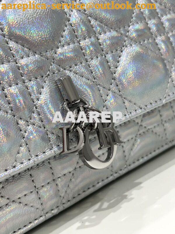 Replica Dior Miss Dior Mini Bag Iridescent Metallic Silver-Tone Cannag 2