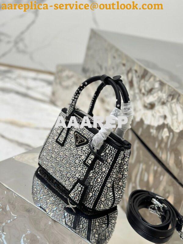 Replica Prada Galleria Satin Mini-bag With Crystals 1BA906 Black 6