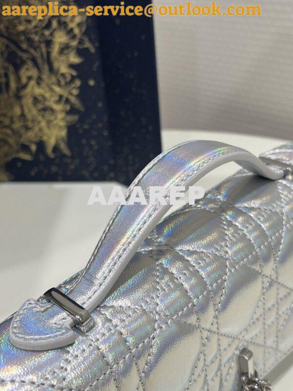 Replica Dior Miss Dior Mini Bag Iridescent Metallic Silver-Tone Cannag 3