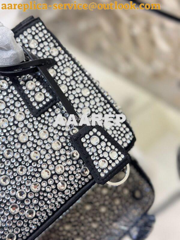 Replica Prada Galleria Satin Mini-bag With Crystals 1BA906 Black 7