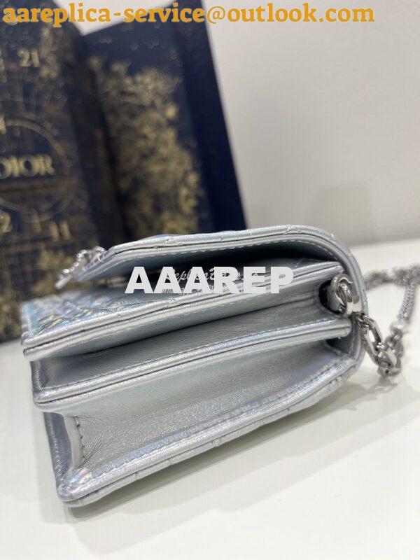 Replica Dior Miss Dior Mini Bag Iridescent Metallic Silver-Tone Cannag 4