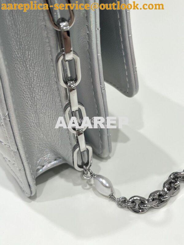Replica Dior Miss Dior Mini Bag Iridescent Metallic Silver-Tone Cannag 5