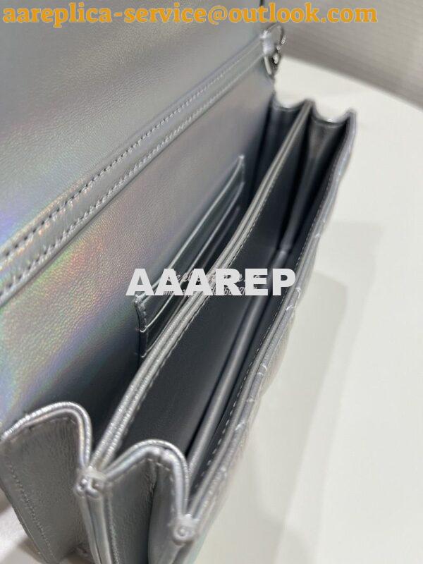 Replica Dior Miss Dior Mini Bag Iridescent Metallic Silver-Tone Cannag 6