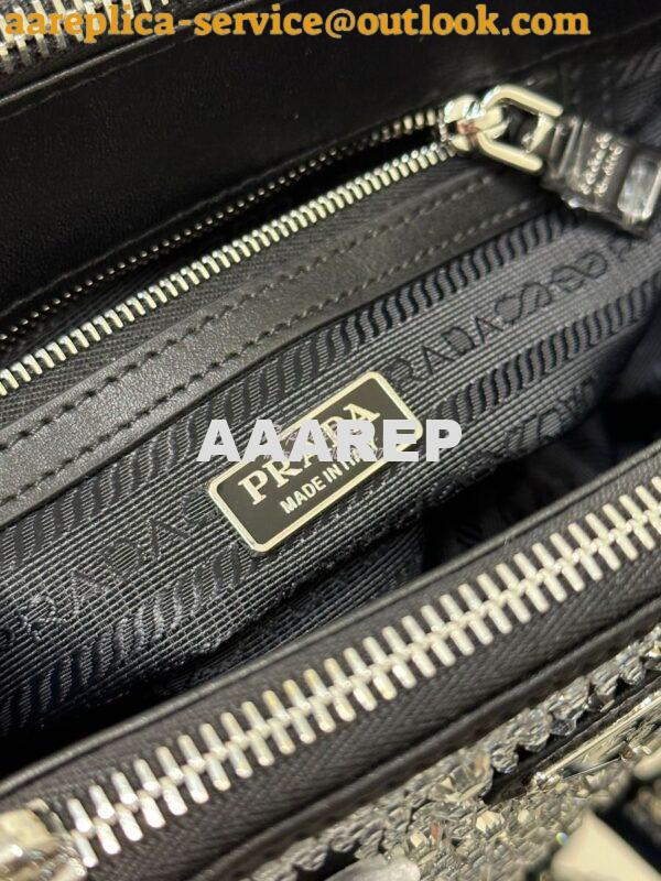 Replica Prada Galleria Satin Mini-bag With Crystals 1BA906 Black 12