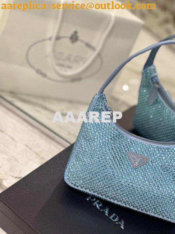 Replica Prada Satin Mini-Bag with Artificial Crystals 1NE515 Blue 4