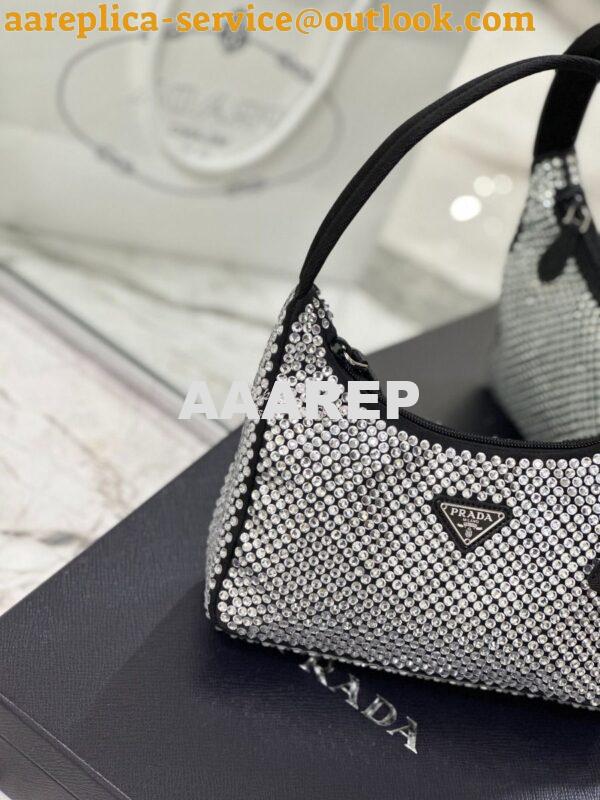 Replica Prada Satin Mini-Bag with Artificial Crystals 1NE515 Black 3