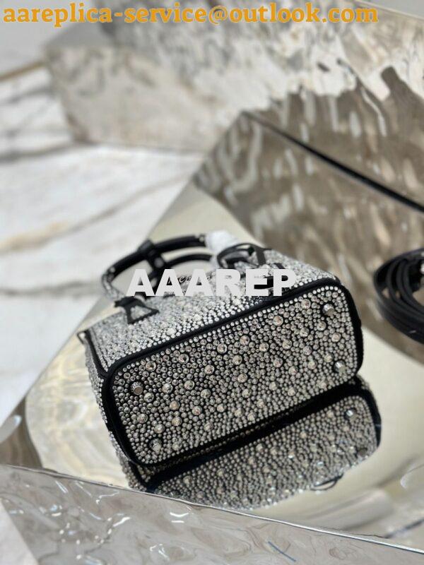Replica Prada Galleria Satin Mini-bag With Crystals 1BA906 Black 14