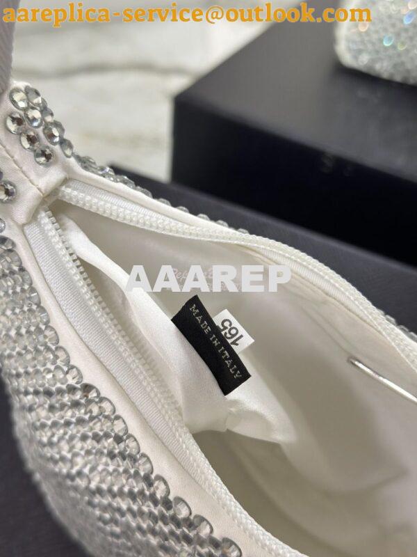 Replica Prada Satin Mini-Bag with Artificial Crystals 1NE515 White 11