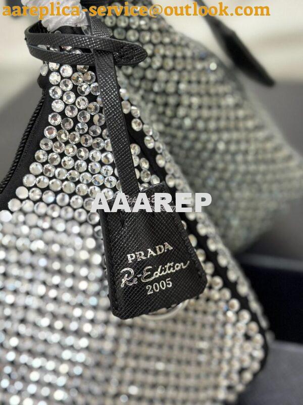 Replica Prada Satin Mini-Bag with Artificial Crystals 1NE515 Black 7