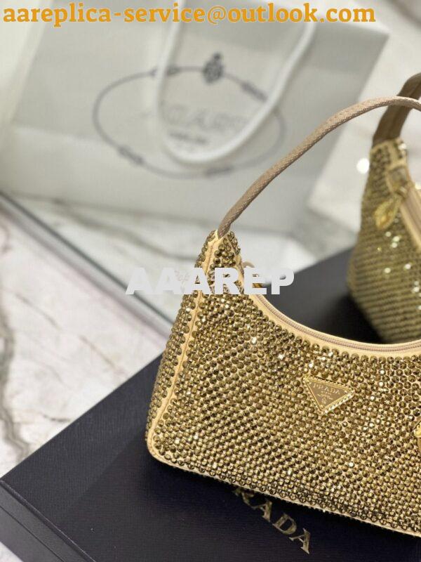 Replica Prada Satin Mini-Bag with Artificial Crystals 1NE515 Platinum 4