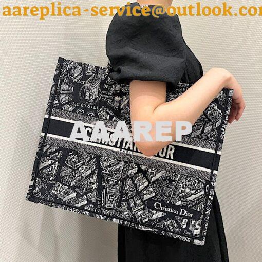 Replica Dior Book Tote bag in Black and White Plan de Paris Embroidery 11