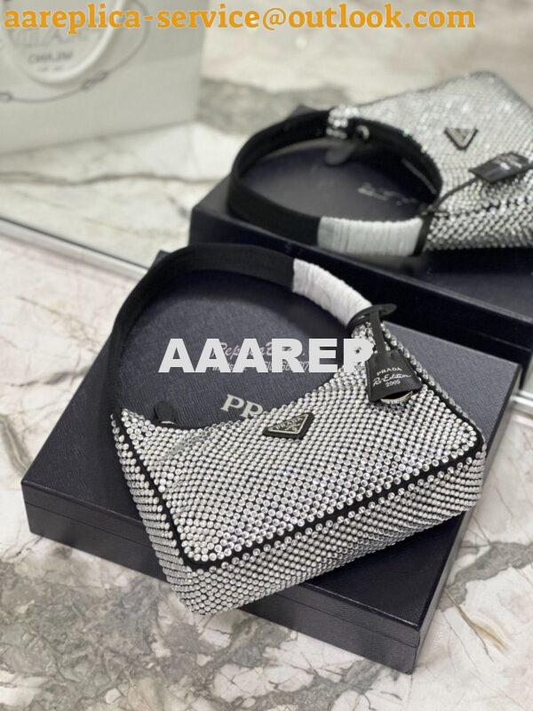 Replica Prada Satin Mini-Bag with Artificial Crystals 1NE515 Black 9