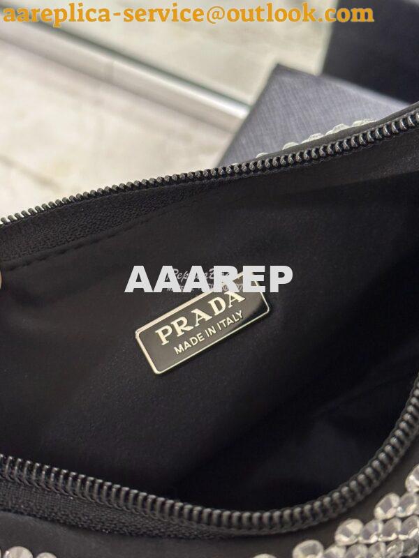 Replica Prada Satin Mini-Bag with Artificial Crystals 1NE515 Black 10