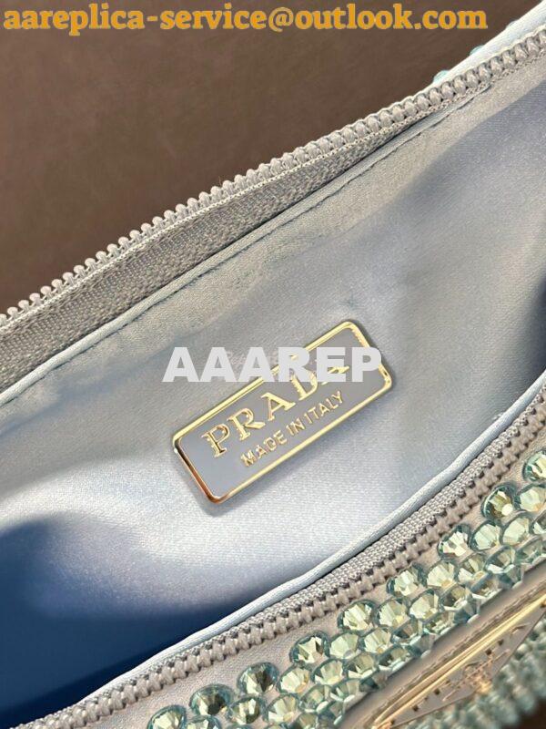 Replica Prada Satin Mini-Bag with Artificial Crystals 1NE515 Blue 10