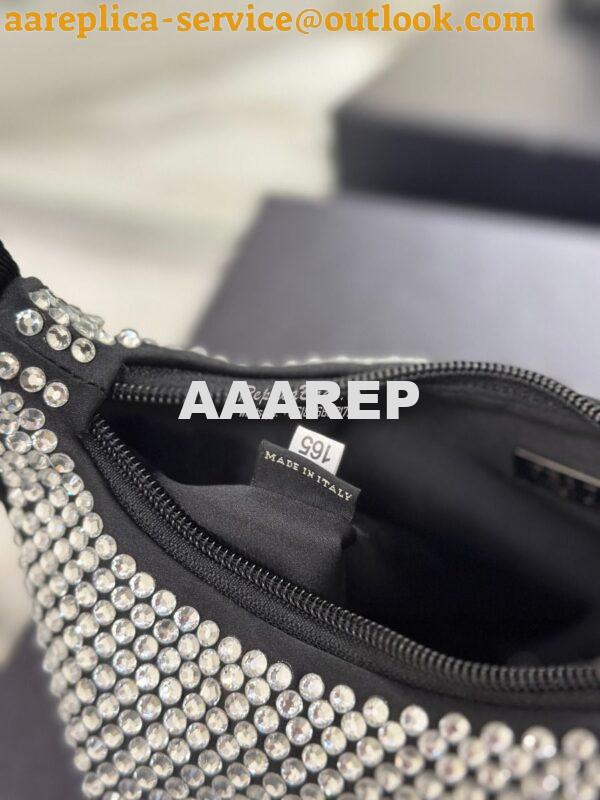 Replica Prada Satin Mini-Bag with Artificial Crystals 1NE515 Black 11
