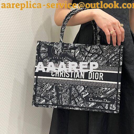 Replica Dior Book Tote bag in Black and White Plan de Paris Embroidery 20