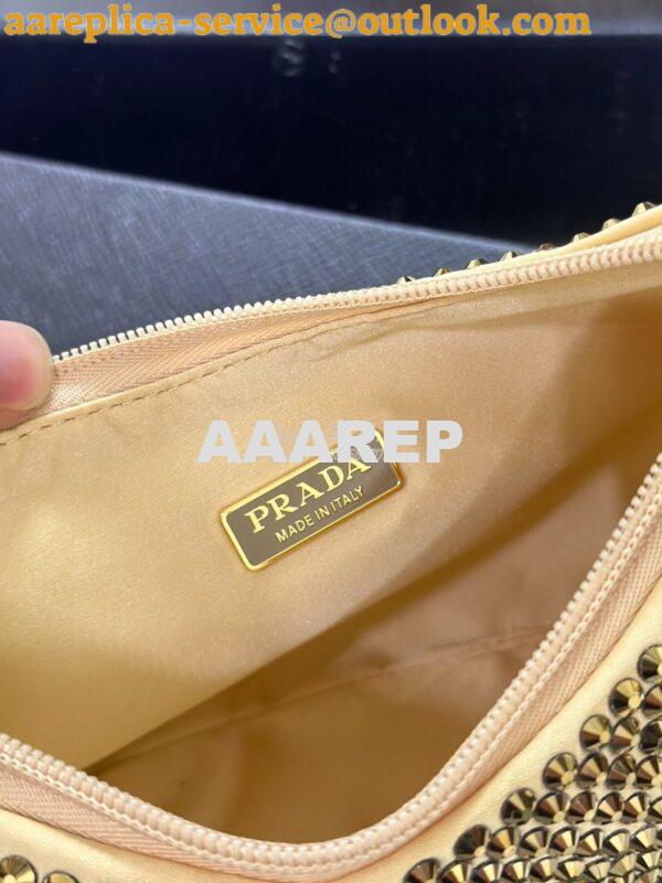 Replica Prada Satin Mini-Bag with Artificial Crystals 1NE515 Platinum 9