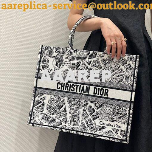 Replica Dior Book Tote bag in White and Black Plan de Paris Embroidery 11