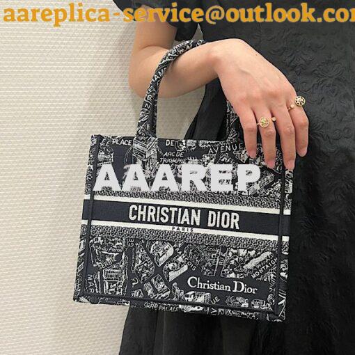 Replica Dior Book Tote bag in Black and White Plan de Paris Embroidery 28