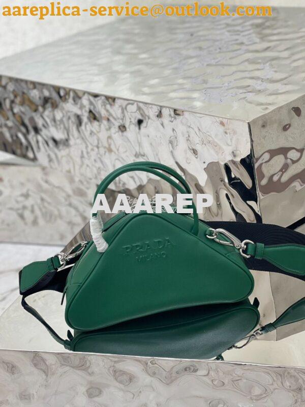 Replica Prada Leather Triangle bag 1BB082 Green 2