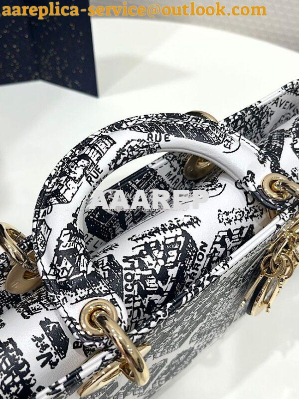 Replica Dior Lady D-Joy Bag White and Black Plan de Paris Printed Calf 4