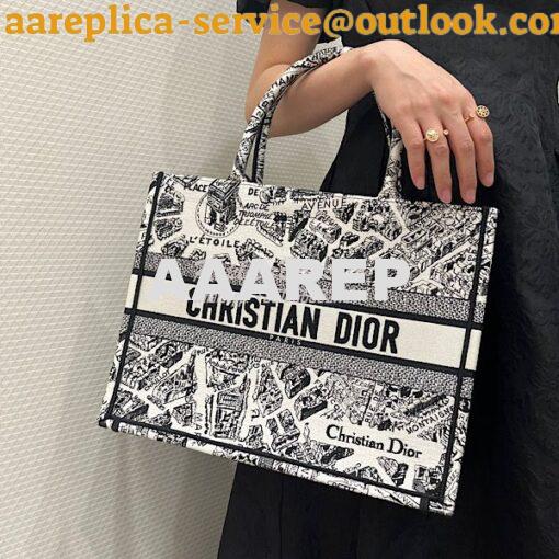 Replica Dior Book Tote bag in White and Black Plan de Paris Embroidery 18