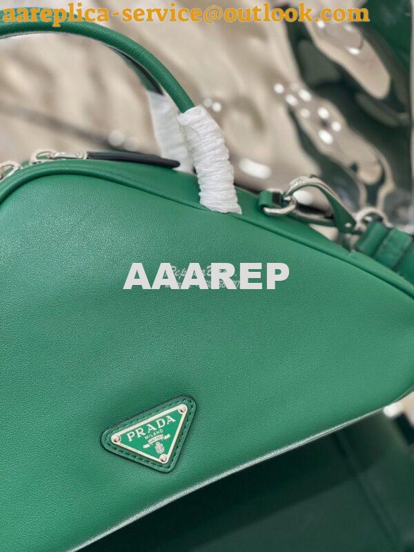Replica Prada Leather Triangle bag 1BB082 Green 3