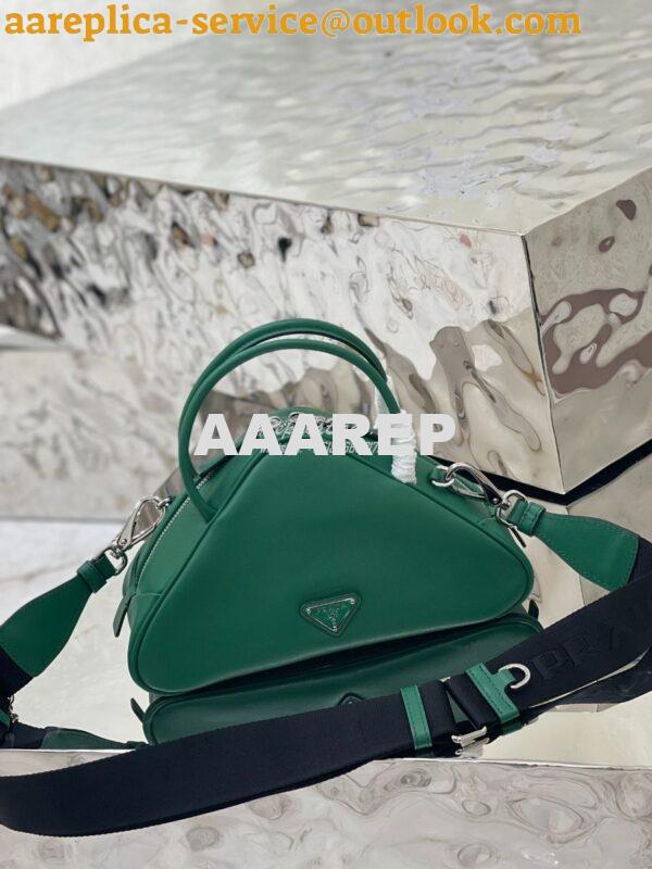 Replica Prada Leather Triangle bag 1BB082 Green 4