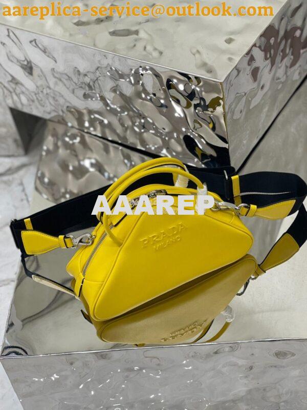 Replica Prada Leather Triangle bag 1BB082 Yellow 2