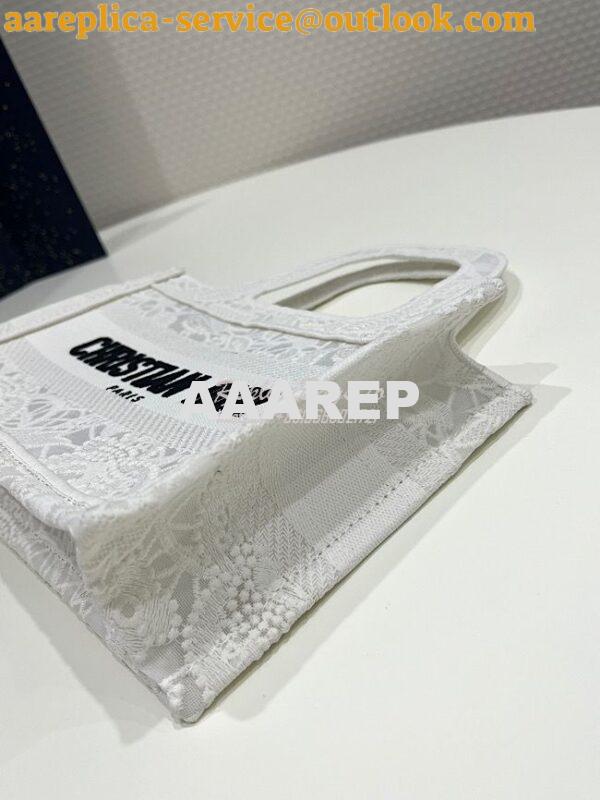 Replica Dior Mini Book Tote S5475 White Multicolor D-Lace Embroidery w 3