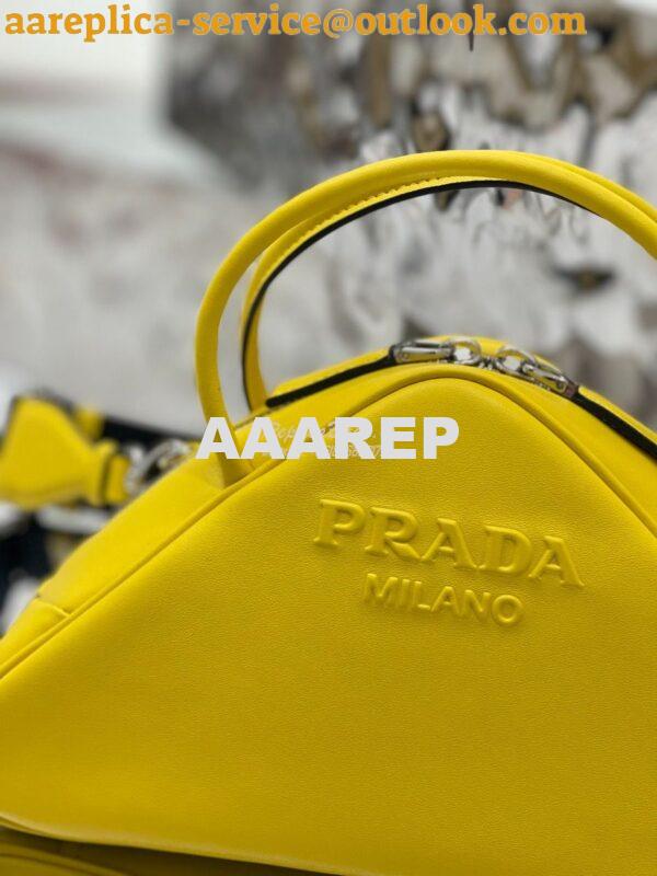 Replica Prada Leather Triangle bag 1BB082 Yellow 3