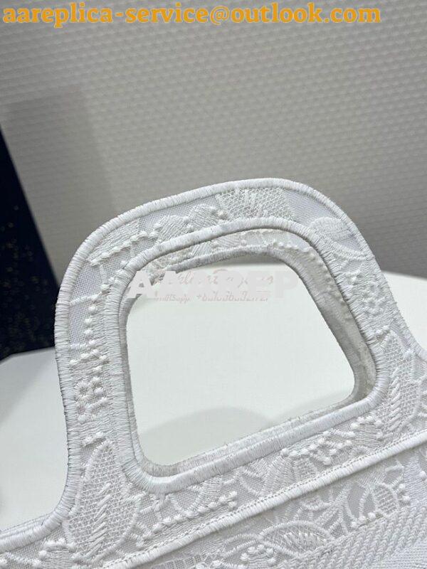 Replica Dior Mini Book Tote S5475 White Multicolor D-Lace Embroidery w 4