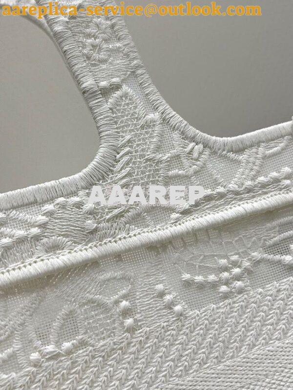 Replica Dior Mini Book Tote S5475 White Multicolor D-Lace Embroidery w 5
