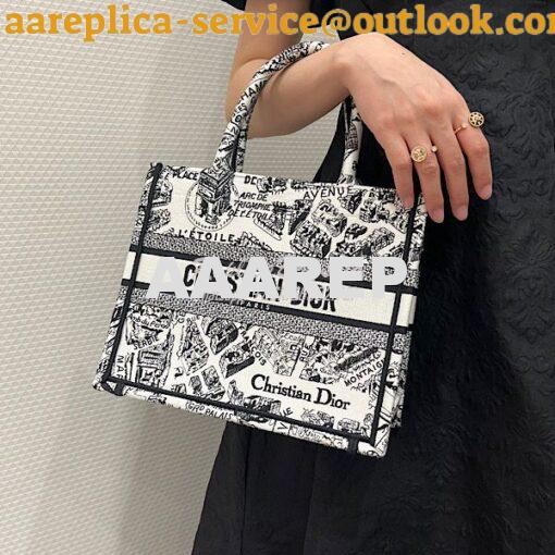 Replica Dior Book Tote bag in White and Black Plan de Paris Embroidery 26