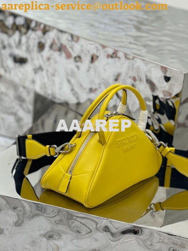 Replica Prada Leather Triangle bag 1BB082 Yellow 6