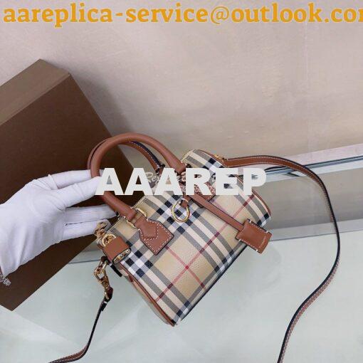 Replica Burberry Check Mini Bowling Bag Archive Beige 80534961 6