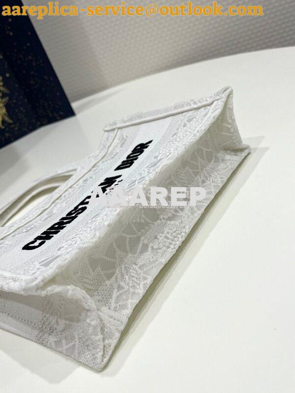 Replica Dior Mini Book Tote S5475 White Multicolor D-Lace Embroidery w 8