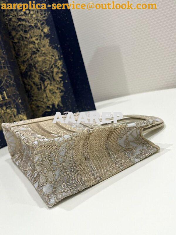 Replica Dior Mini Book Tote S5475 Gold-Tone D-Lace Embroidery with Mac 6