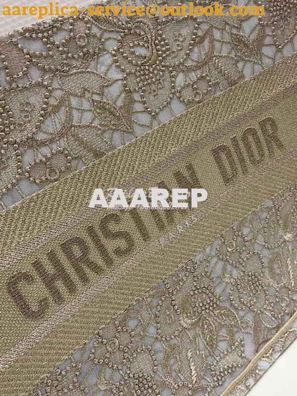 Replica Dior Book Tote bag in Gold-Tone D-Lace Embroidery with 3D Macr 4